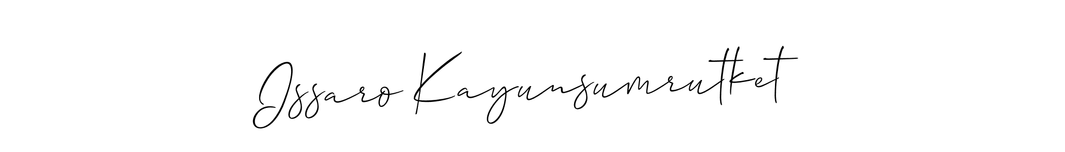 Also You can easily find your signature by using the search form. We will create Issaro Kayunsumrutket name handwritten signature images for you free of cost using Allison_Script sign style. Issaro Kayunsumrutket signature style 2 images and pictures png