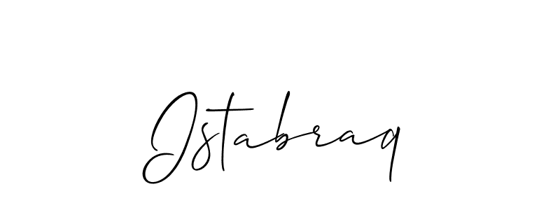 Use a signature maker to create a handwritten signature online. With this signature software, you can design (Allison_Script) your own signature for name Istabraq. Istabraq signature style 2 images and pictures png