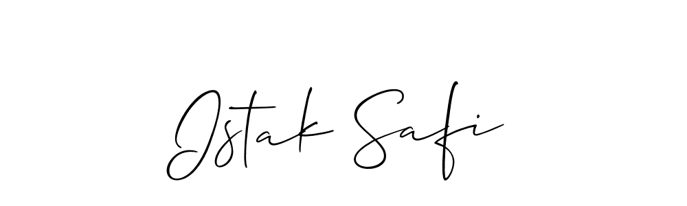 Also You can easily find your signature by using the search form. We will create Istak Safi name handwritten signature images for you free of cost using Allison_Script sign style. Istak Safi signature style 2 images and pictures png