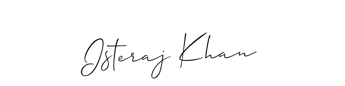 Use a signature maker to create a handwritten signature online. With this signature software, you can design (Allison_Script) your own signature for name Isteraj Khan. Isteraj Khan signature style 2 images and pictures png