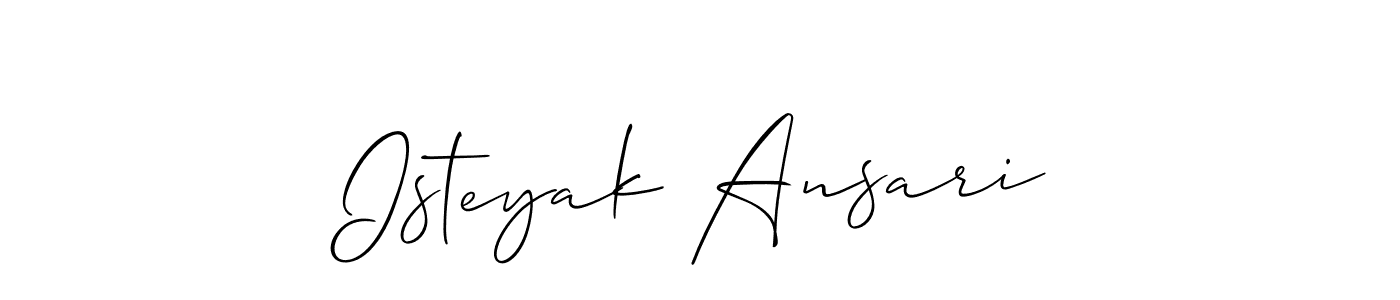 Create a beautiful signature design for name Isteyak Ansari. With this signature (Allison_Script) fonts, you can make a handwritten signature for free. Isteyak Ansari signature style 2 images and pictures png