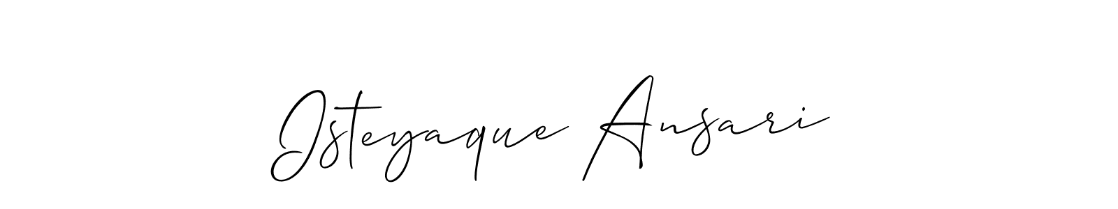 Allison_Script is a professional signature style that is perfect for those who want to add a touch of class to their signature. It is also a great choice for those who want to make their signature more unique. Get Isteyaque Ansari name to fancy signature for free. Isteyaque Ansari signature style 2 images and pictures png
