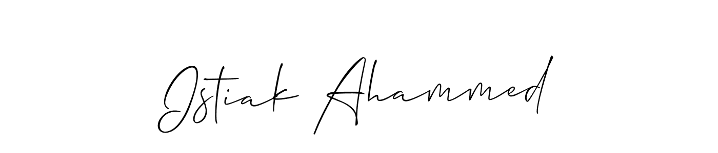 Also You can easily find your signature by using the search form. We will create Istiak Ahammed name handwritten signature images for you free of cost using Allison_Script sign style. Istiak Ahammed signature style 2 images and pictures png