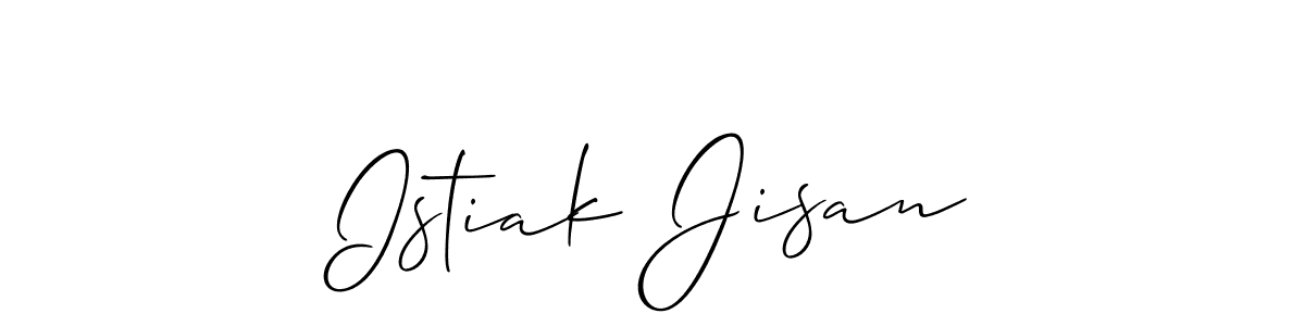 Create a beautiful signature design for name Istiak Jisan. With this signature (Allison_Script) fonts, you can make a handwritten signature for free. Istiak Jisan signature style 2 images and pictures png