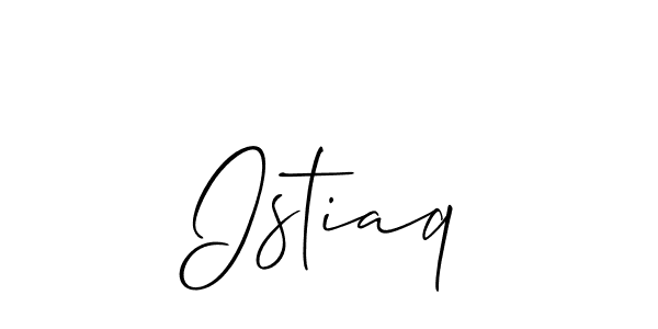 Design your own signature with our free online signature maker. With this signature software, you can create a handwritten (Allison_Script) signature for name Istiaq. Istiaq signature style 2 images and pictures png