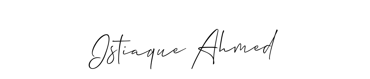 Allison_Script is a professional signature style that is perfect for those who want to add a touch of class to their signature. It is also a great choice for those who want to make their signature more unique. Get Istiaque Ahmed name to fancy signature for free. Istiaque Ahmed signature style 2 images and pictures png