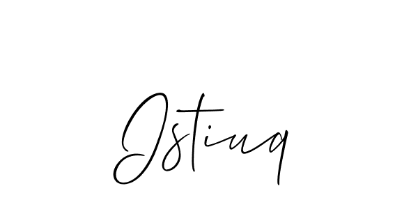 Use a signature maker to create a handwritten signature online. With this signature software, you can design (Allison_Script) your own signature for name Istiuq. Istiuq signature style 2 images and pictures png