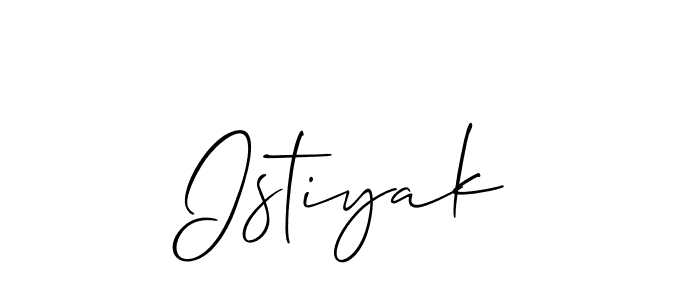 Also we have Istiyak name is the best signature style. Create professional handwritten signature collection using Allison_Script autograph style. Istiyak signature style 2 images and pictures png
