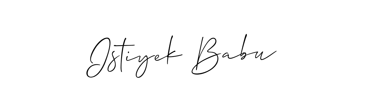 Also You can easily find your signature by using the search form. We will create Istiyek Babu name handwritten signature images for you free of cost using Allison_Script sign style. Istiyek Babu signature style 2 images and pictures png