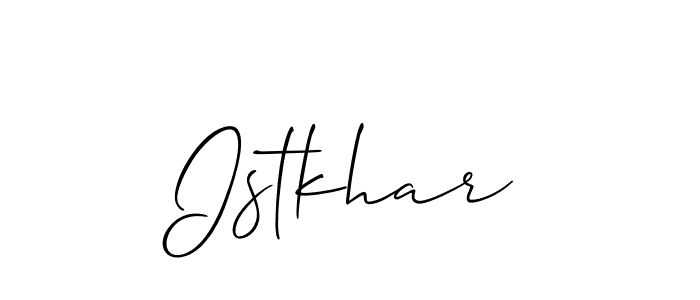 The best way (Allison_Script) to make a short signature is to pick only two or three words in your name. The name Istkhar include a total of six letters. For converting this name. Istkhar signature style 2 images and pictures png