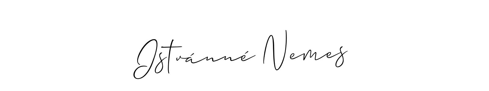 It looks lik you need a new signature style for name Istvánné Nemes. Design unique handwritten (Allison_Script) signature with our free signature maker in just a few clicks. Istvánné Nemes signature style 2 images and pictures png