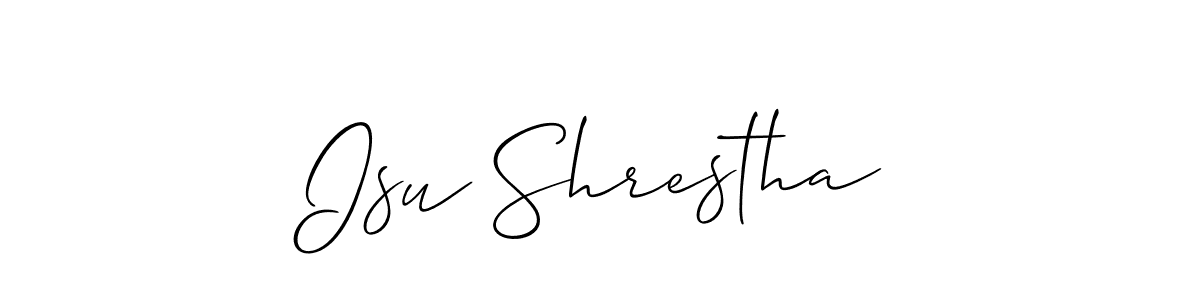 Make a short Isu Shrestha signature style. Manage your documents anywhere anytime using Allison_Script. Create and add eSignatures, submit forms, share and send files easily. Isu Shrestha signature style 2 images and pictures png