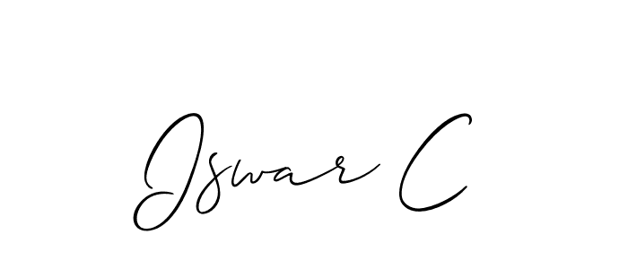 if you are searching for the best signature style for your name Iswar C. so please give up your signature search. here we have designed multiple signature styles  using Allison_Script. Iswar C signature style 2 images and pictures png