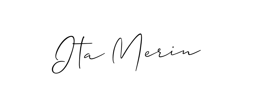 You should practise on your own different ways (Allison_Script) to write your name (Ita Merin) in signature. don't let someone else do it for you. Ita Merin signature style 2 images and pictures png