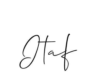 Use a signature maker to create a handwritten signature online. With this signature software, you can design (Allison_Script) your own signature for name Itaf. Itaf signature style 2 images and pictures png