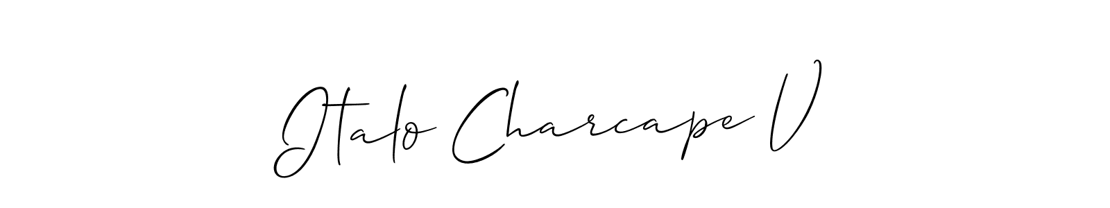 Use a signature maker to create a handwritten signature online. With this signature software, you can design (Allison_Script) your own signature for name Italo Charcape V. Italo Charcape V signature style 2 images and pictures png