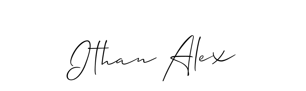 The best way (Allison_Script) to make a short signature is to pick only two or three words in your name. The name Ithan Alex include a total of six letters. For converting this name. Ithan Alex signature style 2 images and pictures png