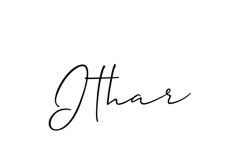 Use a signature maker to create a handwritten signature online. With this signature software, you can design (Allison_Script) your own signature for name Ithar. Ithar signature style 2 images and pictures png