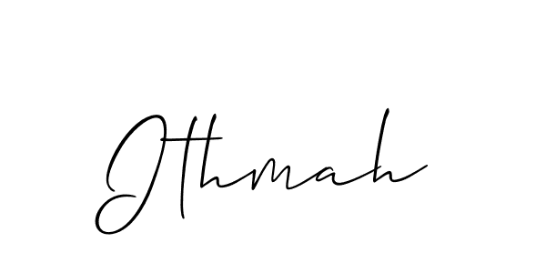 Use a signature maker to create a handwritten signature online. With this signature software, you can design (Allison_Script) your own signature for name Ithmah. Ithmah signature style 2 images and pictures png