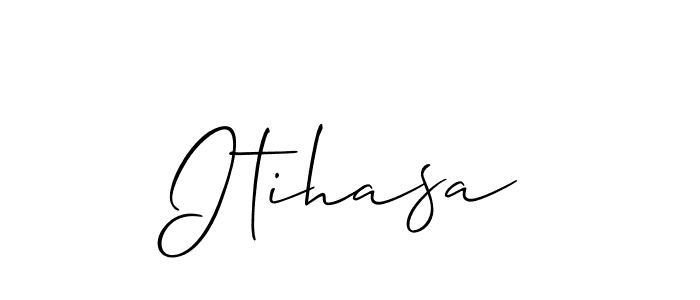 The best way (Allison_Script) to make a short signature is to pick only two or three words in your name. The name Itihasa include a total of six letters. For converting this name. Itihasa signature style 2 images and pictures png