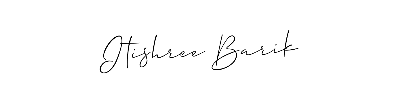 if you are searching for the best signature style for your name Itishree Barik. so please give up your signature search. here we have designed multiple signature styles  using Allison_Script. Itishree Barik signature style 2 images and pictures png