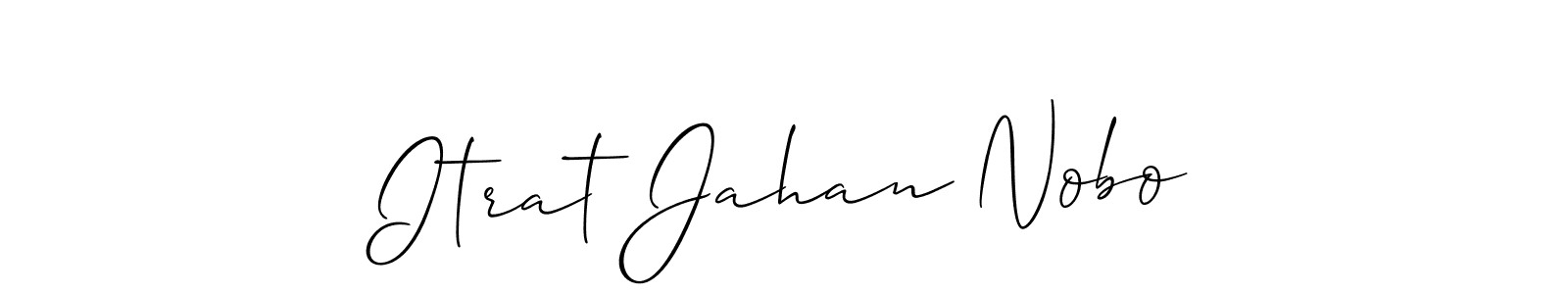 Allison_Script is a professional signature style that is perfect for those who want to add a touch of class to their signature. It is also a great choice for those who want to make their signature more unique. Get Itrat Jahan Nobo name to fancy signature for free. Itrat Jahan Nobo signature style 2 images and pictures png