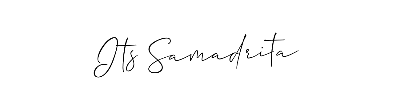 Also You can easily find your signature by using the search form. We will create Its Samadrita name handwritten signature images for you free of cost using Allison_Script sign style. Its Samadrita signature style 2 images and pictures png