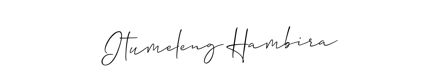 Allison_Script is a professional signature style that is perfect for those who want to add a touch of class to their signature. It is also a great choice for those who want to make their signature more unique. Get Itumeleng Hambira name to fancy signature for free. Itumeleng Hambira signature style 2 images and pictures png