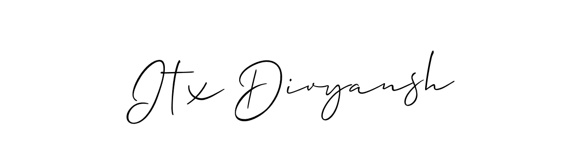 Also we have Itx Divyansh name is the best signature style. Create professional handwritten signature collection using Allison_Script autograph style. Itx Divyansh signature style 2 images and pictures png