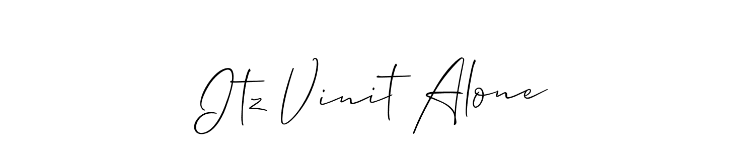This is the best signature style for the Itz Vinit Alone name. Also you like these signature font (Allison_Script). Mix name signature. Itz Vinit Alone signature style 2 images and pictures png