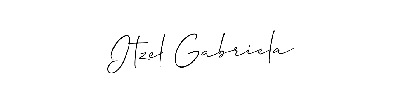 Create a beautiful signature design for name Itzel Gabriela. With this signature (Allison_Script) fonts, you can make a handwritten signature for free. Itzel Gabriela signature style 2 images and pictures png