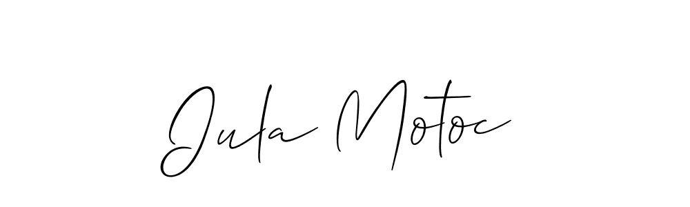 The best way (Allison_Script) to make a short signature is to pick only two or three words in your name. The name Iula Motoc include a total of six letters. For converting this name. Iula Motoc signature style 2 images and pictures png