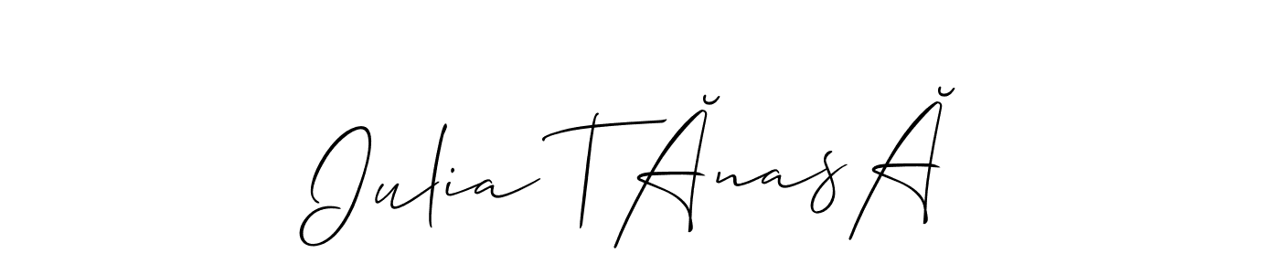 Make a beautiful signature design for name Iulia TĂnasĂ. With this signature (Allison_Script) style, you can create a handwritten signature for free. Iulia TĂnasĂ signature style 2 images and pictures png