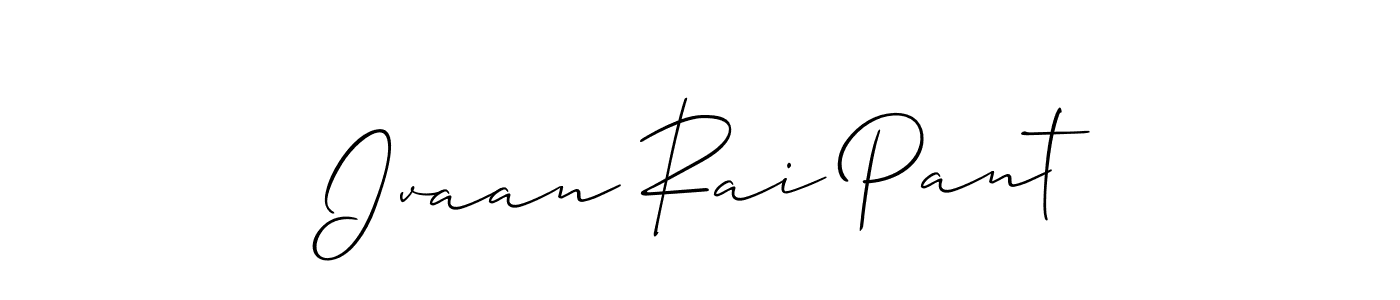 Allison_Script is a professional signature style that is perfect for those who want to add a touch of class to their signature. It is also a great choice for those who want to make their signature more unique. Get Ivaan Rai Pant name to fancy signature for free. Ivaan Rai Pant signature style 2 images and pictures png