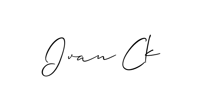 You should practise on your own different ways (Allison_Script) to write your name (Ivan Ck) in signature. don't let someone else do it for you. Ivan Ck signature style 2 images and pictures png