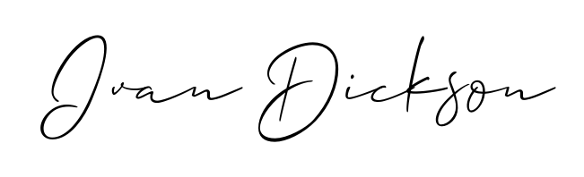 A stylish, flowing autograph style designed for name Ivan Dickson using Allison_Script typography. Perfect for digital creative projects. Ivan Dickson signature style 2 images and pictures png