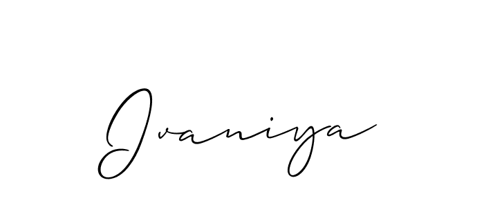 Make a short Ivaniya signature style. Manage your documents anywhere anytime using Allison_Script. Create and add eSignatures, submit forms, share and send files easily. Ivaniya signature style 2 images and pictures png
