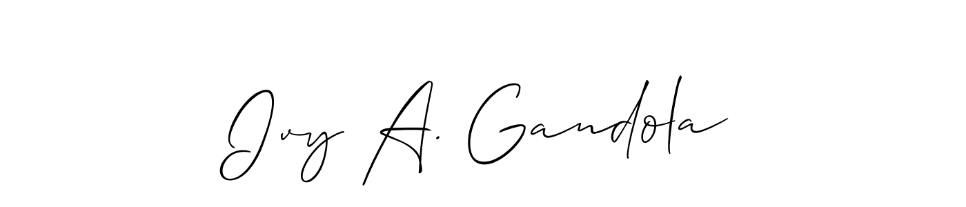 The best way (Allison_Script) to make a short signature is to pick only two or three words in your name. The name Ivy A. Gandola include a total of six letters. For converting this name. Ivy A. Gandola signature style 2 images and pictures png