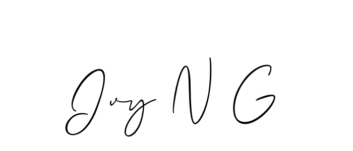 The best way (Allison_Script) to make a short signature is to pick only two or three words in your name. The name Ivy N G include a total of six letters. For converting this name. Ivy N G signature style 2 images and pictures png