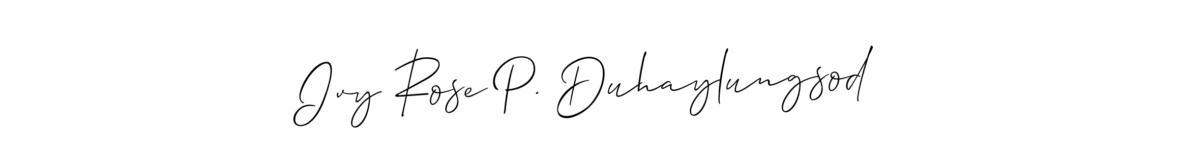 Use a signature maker to create a handwritten signature online. With this signature software, you can design (Allison_Script) your own signature for name Ivy Rose P. Duhaylungsod. Ivy Rose P. Duhaylungsod signature style 2 images and pictures png