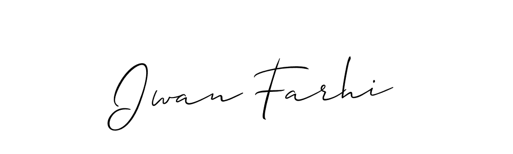 Create a beautiful signature design for name Iwan Farhi. With this signature (Allison_Script) fonts, you can make a handwritten signature for free. Iwan Farhi signature style 2 images and pictures png
