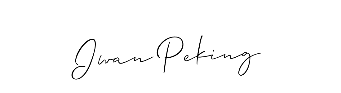 Allison_Script is a professional signature style that is perfect for those who want to add a touch of class to their signature. It is also a great choice for those who want to make their signature more unique. Get Iwan Peking name to fancy signature for free. Iwan Peking signature style 2 images and pictures png