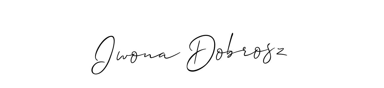 The best way (Allison_Script) to make a short signature is to pick only two or three words in your name. The name Iwona Dobrosz include a total of six letters. For converting this name. Iwona Dobrosz signature style 2 images and pictures png