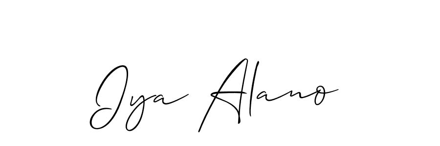 It looks lik you need a new signature style for name Iya Alano. Design unique handwritten (Allison_Script) signature with our free signature maker in just a few clicks. Iya Alano signature style 2 images and pictures png