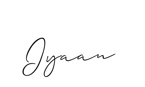 Use a signature maker to create a handwritten signature online. With this signature software, you can design (Allison_Script) your own signature for name Iyaan. Iyaan signature style 2 images and pictures png