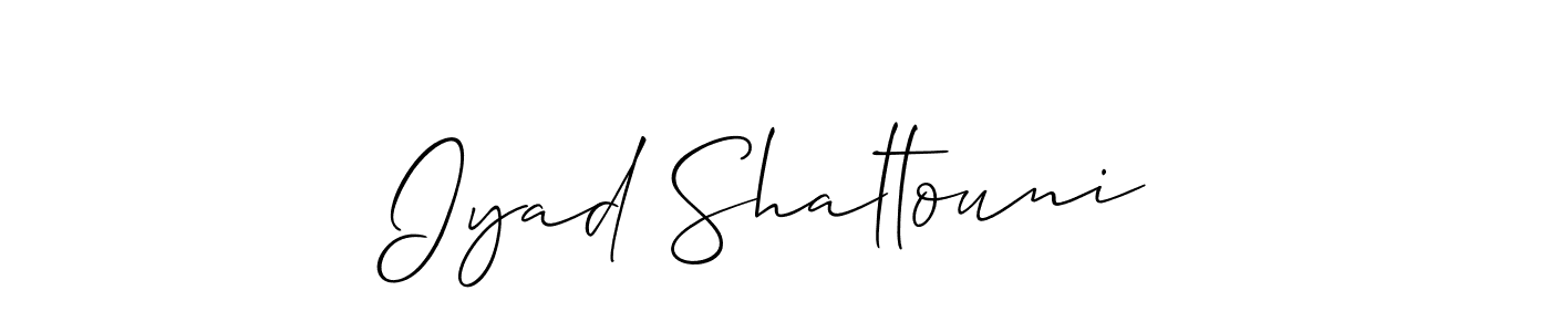 Use a signature maker to create a handwritten signature online. With this signature software, you can design (Allison_Script) your own signature for name Iyad Shaltouni. Iyad Shaltouni signature style 2 images and pictures png