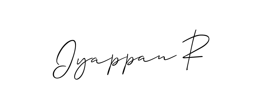 Make a beautiful signature design for name Iyappan R. With this signature (Allison_Script) style, you can create a handwritten signature for free. Iyappan R signature style 2 images and pictures png