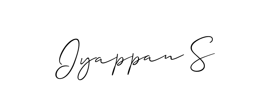 Create a beautiful signature design for name Iyappan S. With this signature (Allison_Script) fonts, you can make a handwritten signature for free. Iyappan S signature style 2 images and pictures png