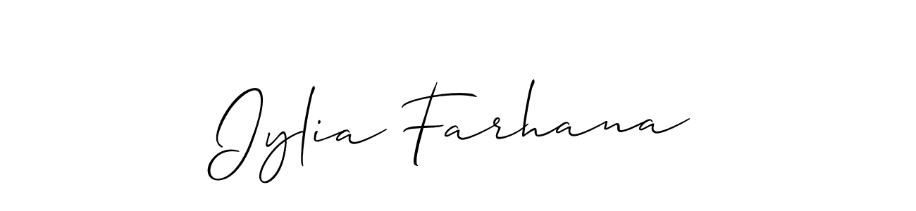 Make a beautiful signature design for name Iylia Farhana. With this signature (Allison_Script) style, you can create a handwritten signature for free. Iylia Farhana signature style 2 images and pictures png