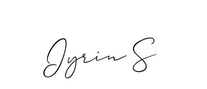 You should practise on your own different ways (Allison_Script) to write your name (Iyrin S) in signature. don't let someone else do it for you. Iyrin S signature style 2 images and pictures png